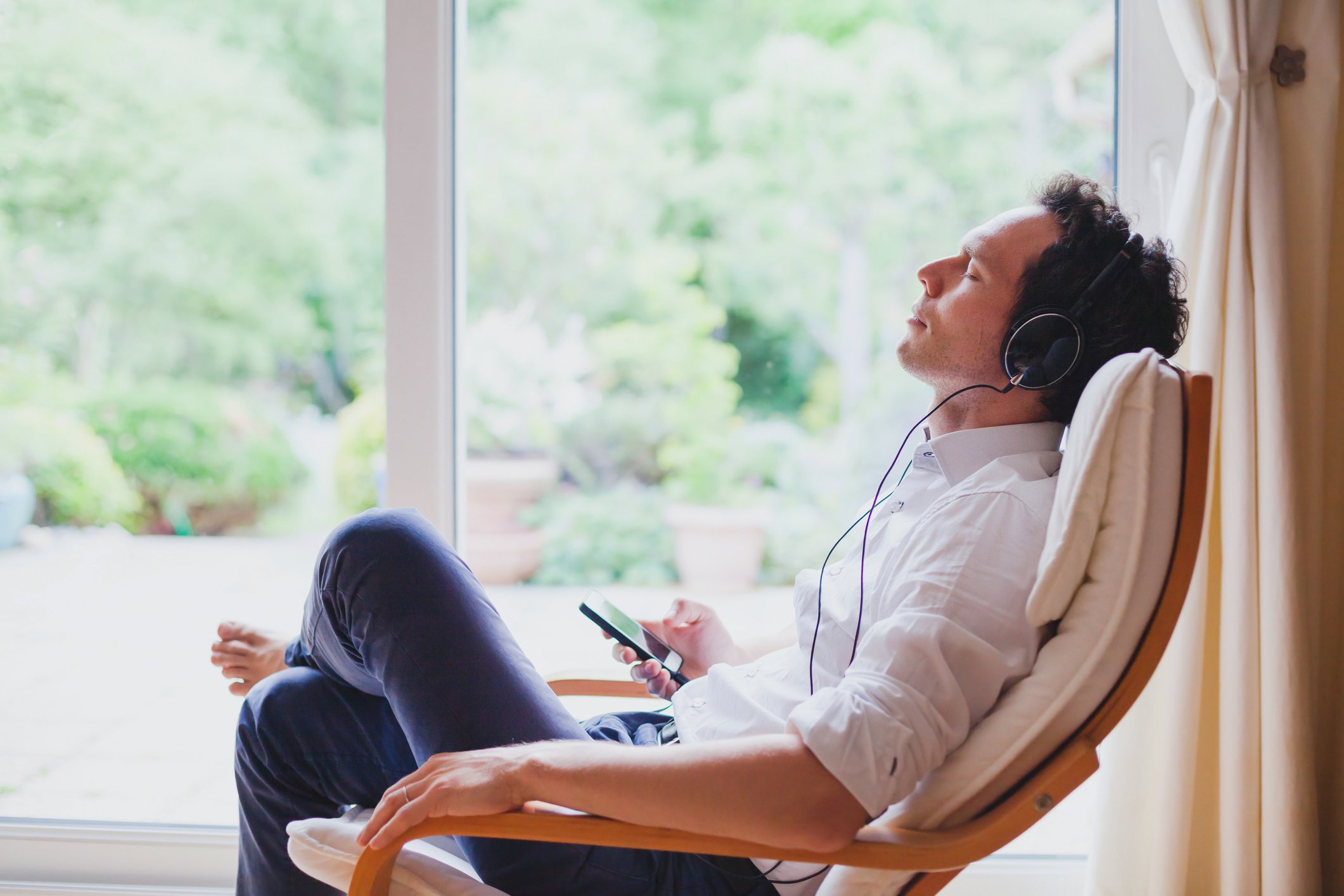 man listening to music