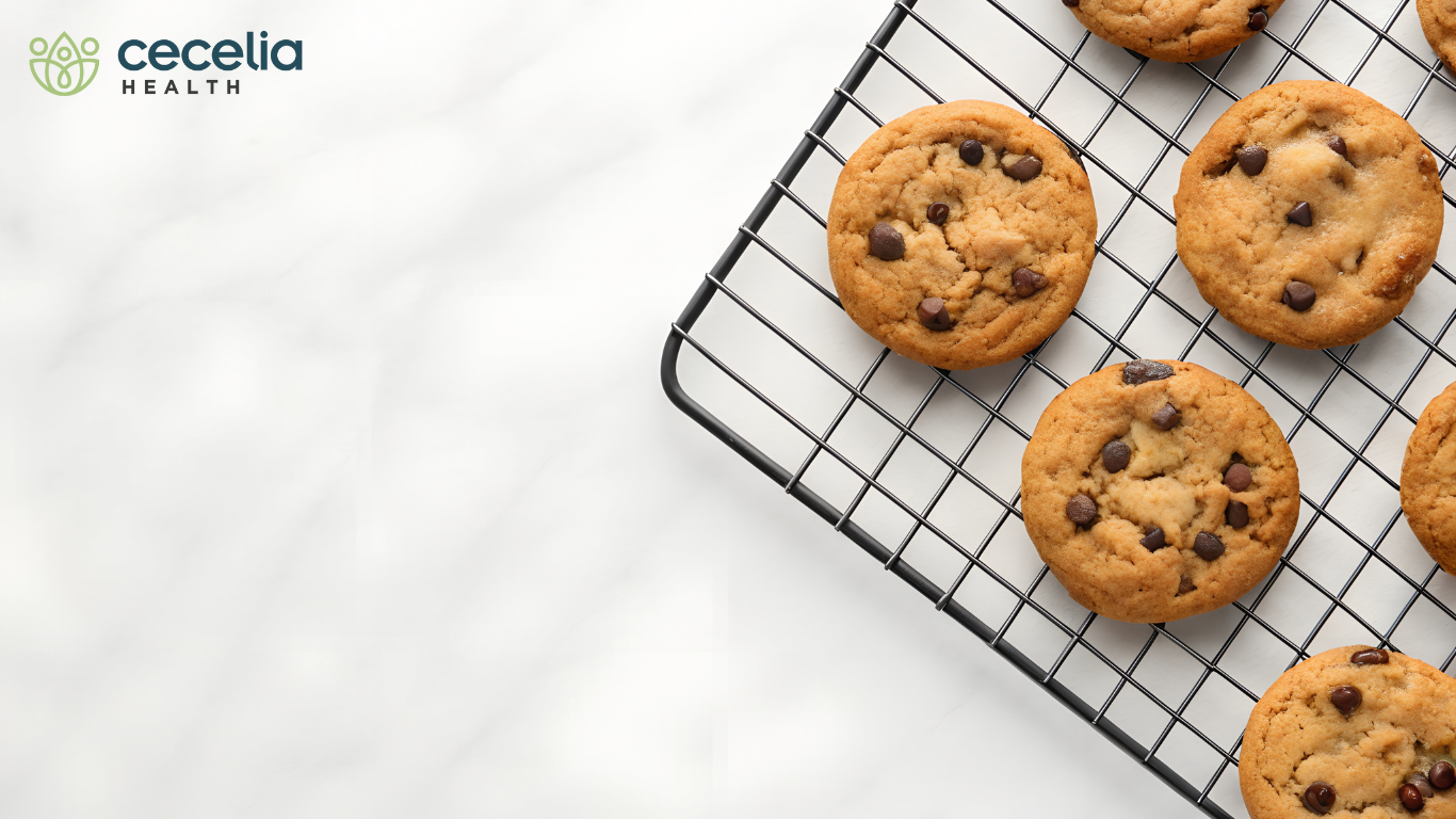 chocolate chip cookies cooling on a wire rack