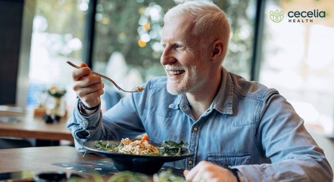 man eating a healthy salad