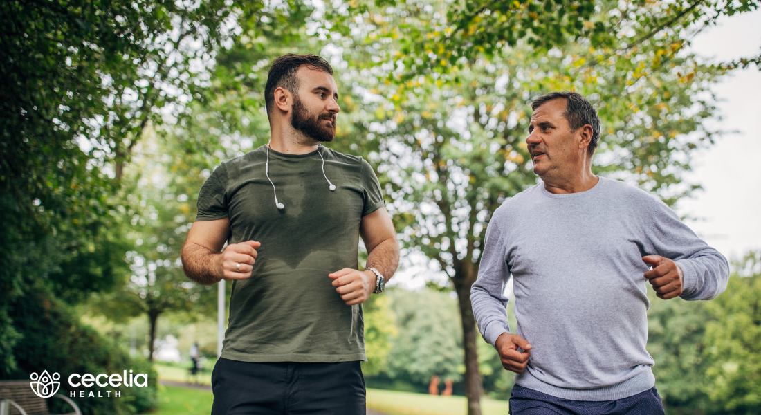 two men jogging outside