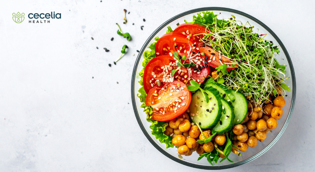 salad with chickpeas tomato cucumber
