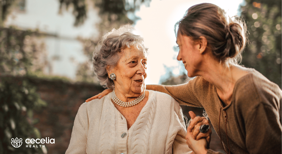 woman taking care of older woman