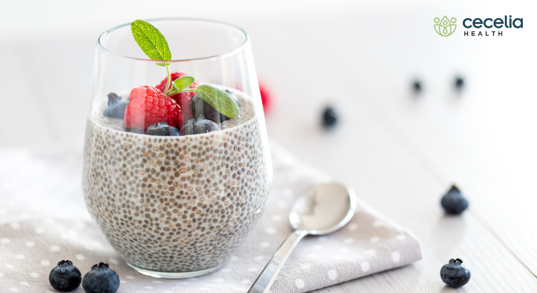 chia seed pudding with berries