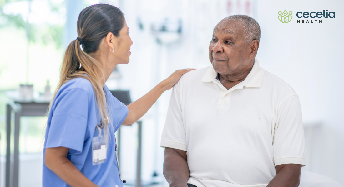 man at doctor visit